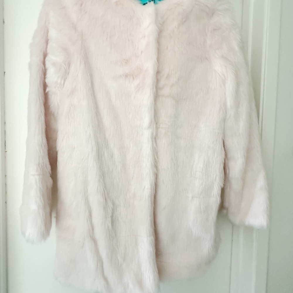 Chic Faux Fur Coat in Soft Pink Nameless Size Small